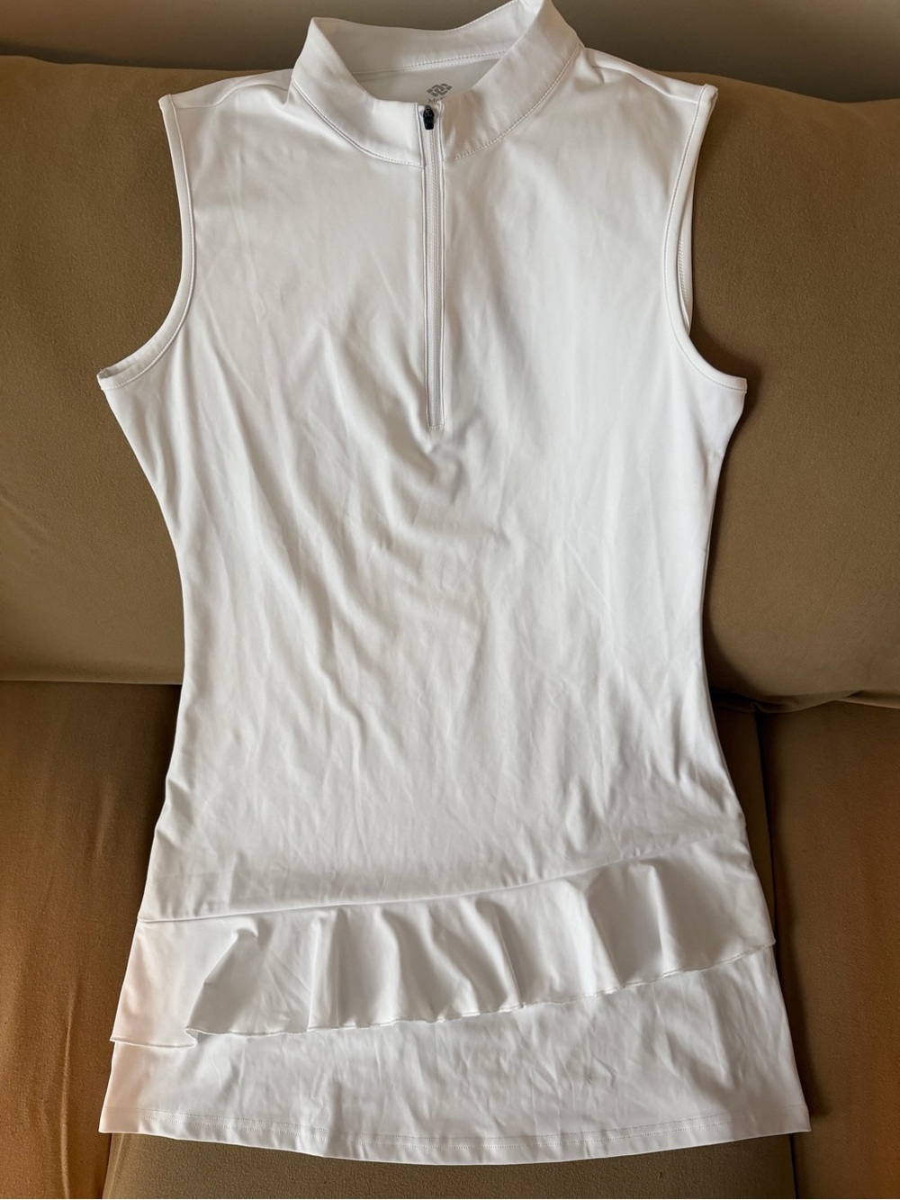 MoFiz Sleeveless White Tank Dress with Ruffle Hem